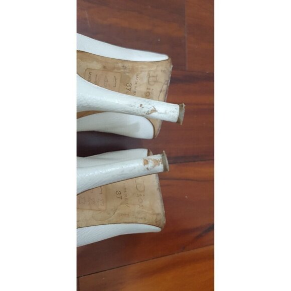 Dior Padlock Prep Toe 9CM Grained Calksin Heels Sandals - Size 37 EUR - Picture 9 of 11